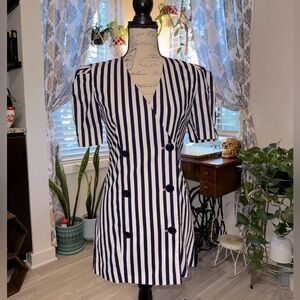 Vintage 80s Kate Warner short sleeve striped blazer